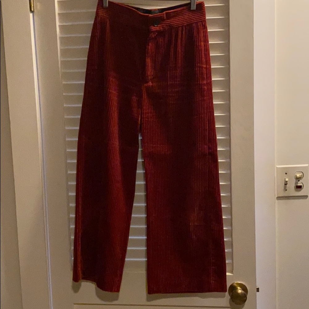 Zara Wide Leg Cropped Corduroy Pants